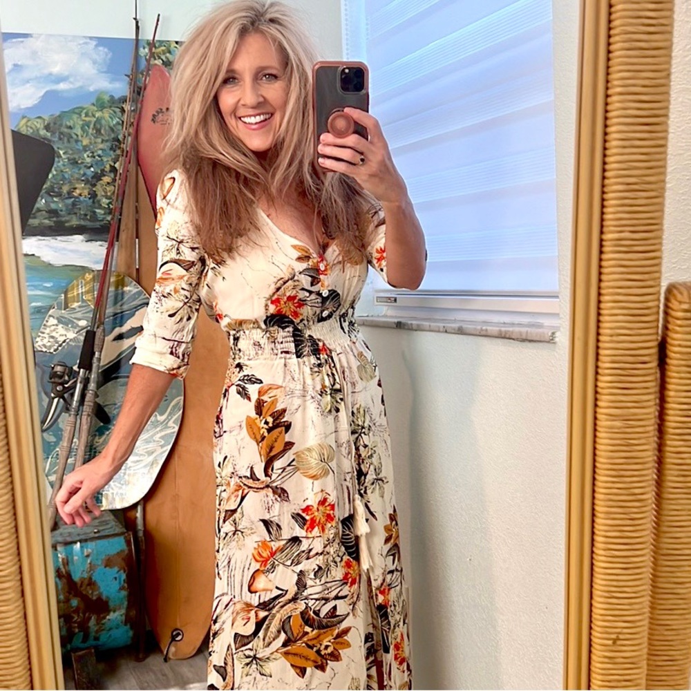 Chic Long Sleeve Floral Maxi Dress